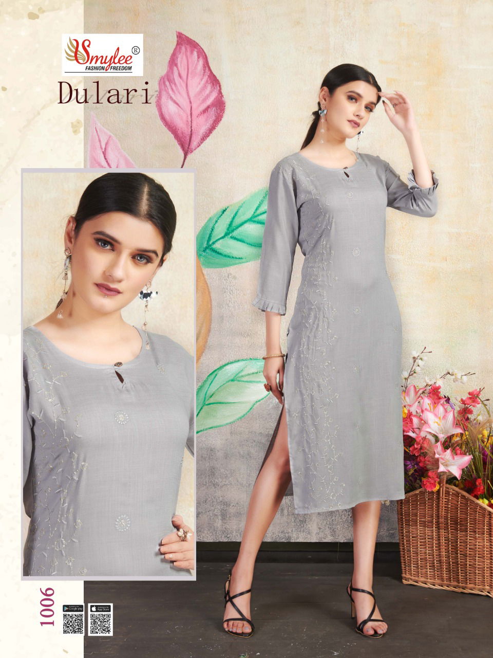 Smylee Dulari heavy Rayon Designer Kurti Regular Wear Reyon Kurtis Collections Available in wholesale price